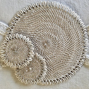 Rattan Placemat with Cowrie Shell | Whitewash