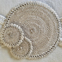 Rattan Coaster with Cowrie Shell | Whitewash
