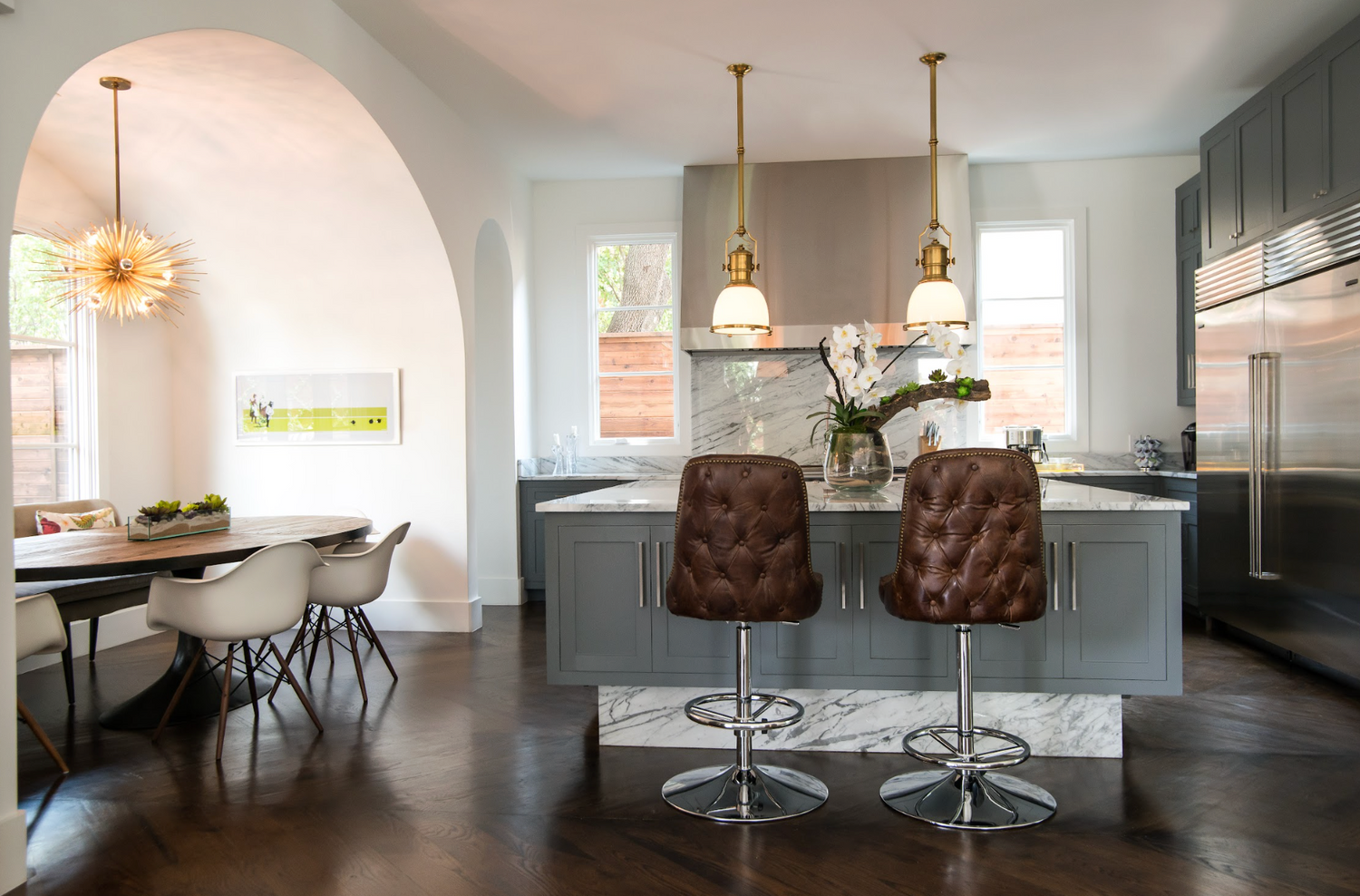 modern kitchen and dining room