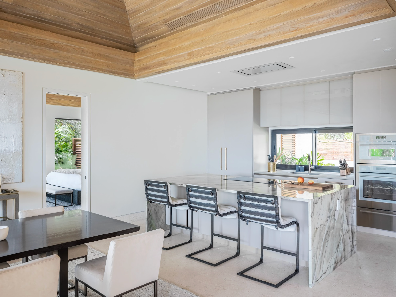 shot of the kitchen counter eating area