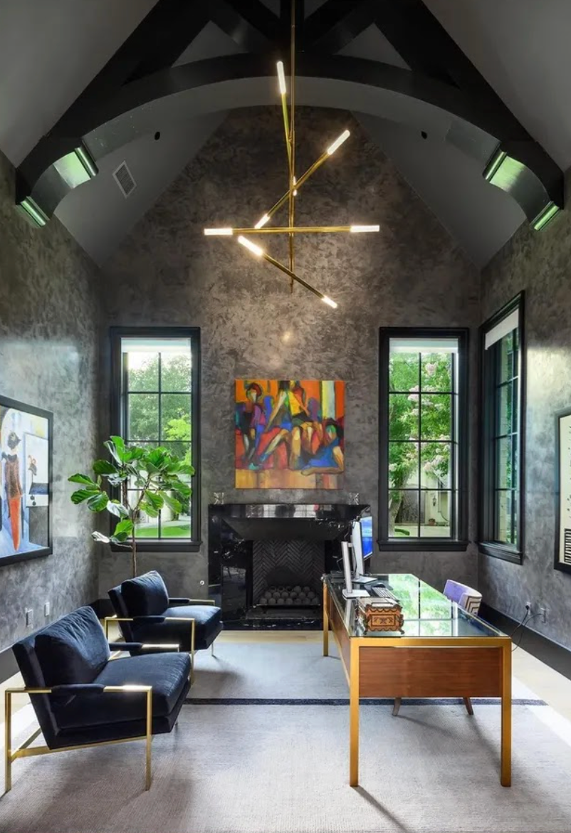 Modern office with high ceilings and dome roof