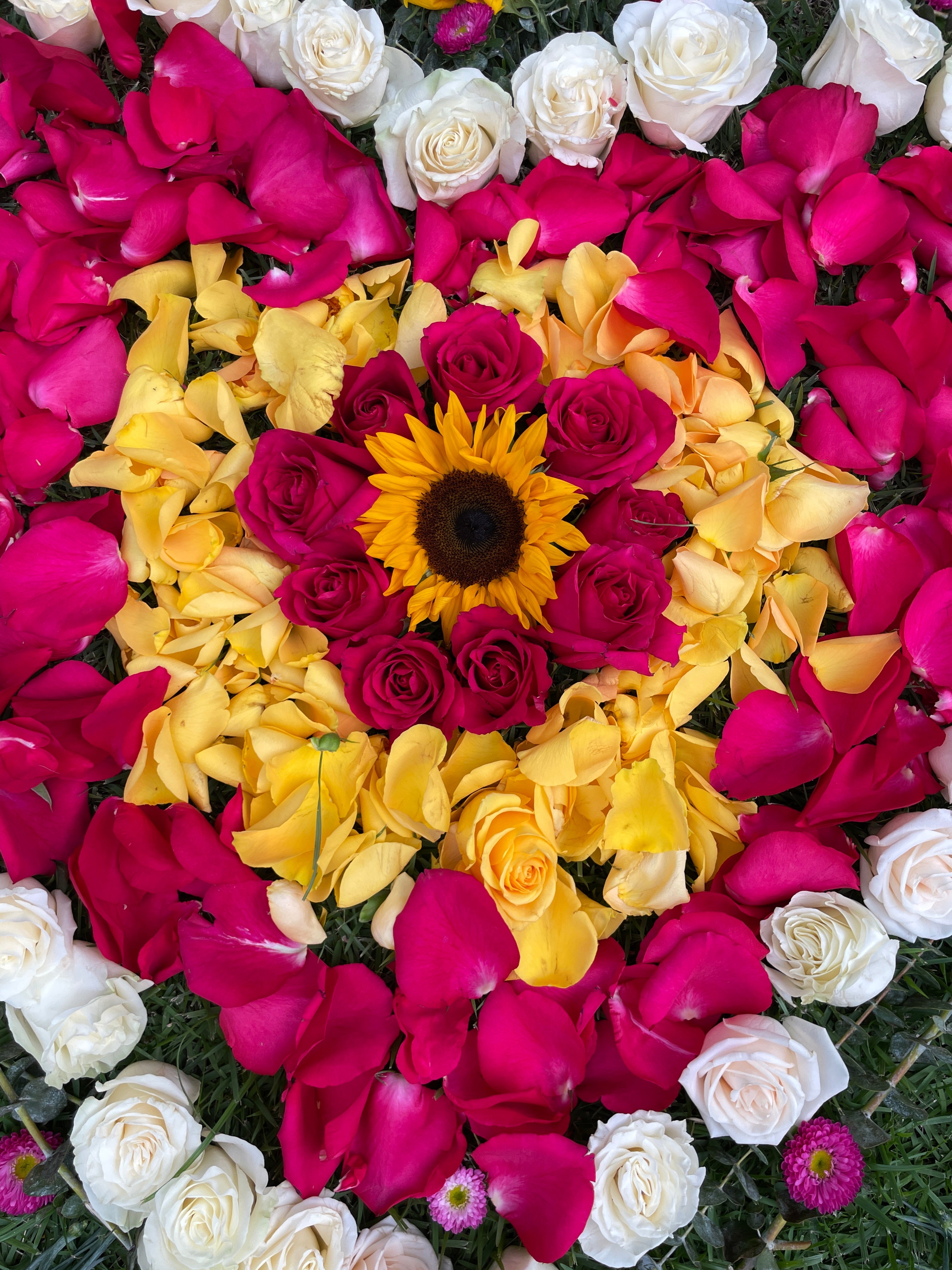 heart made out of flowers and petals