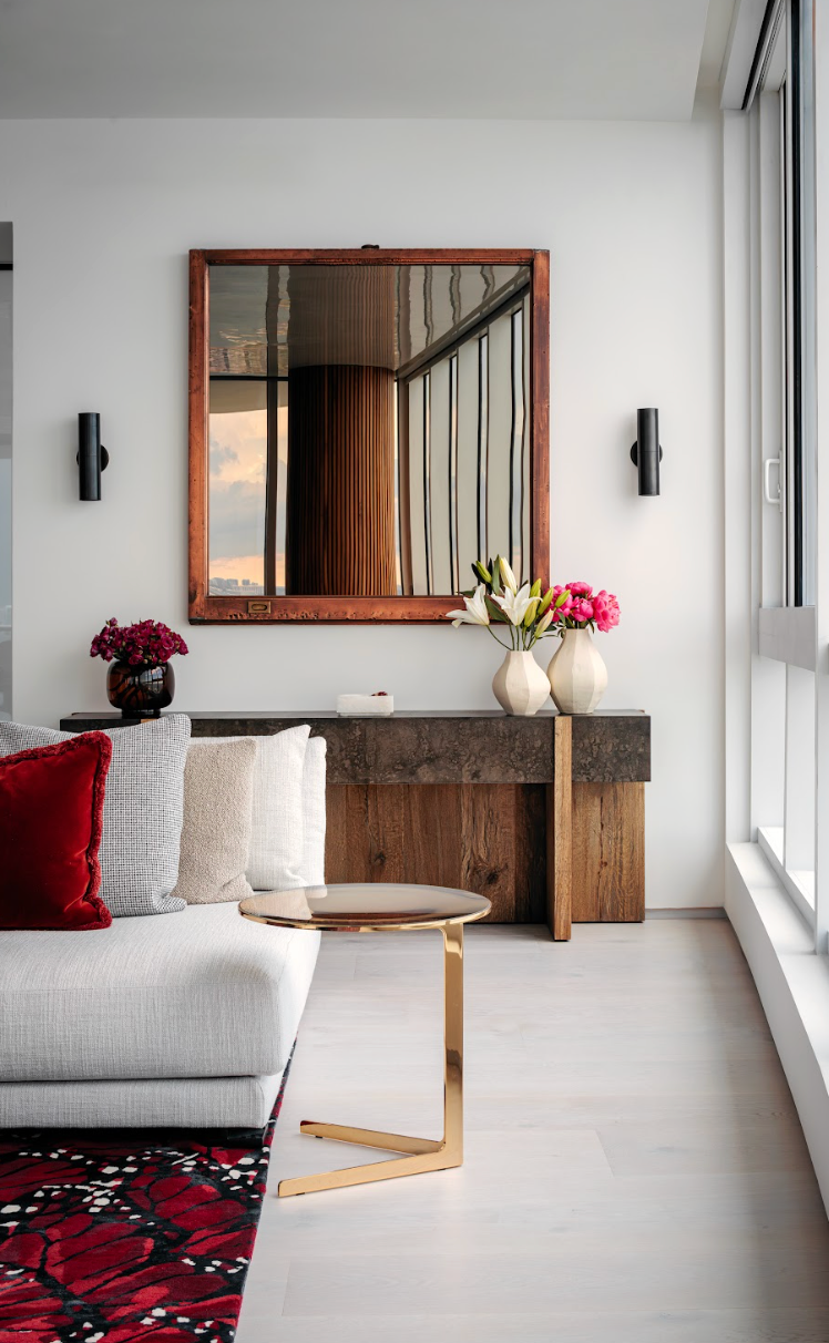 Vintage bronze mirror frame with silver mirror.