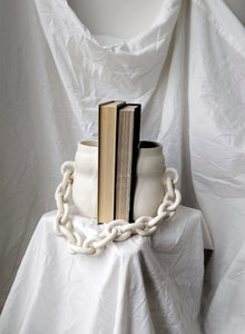 Handmade ceramic bookends vase with chain