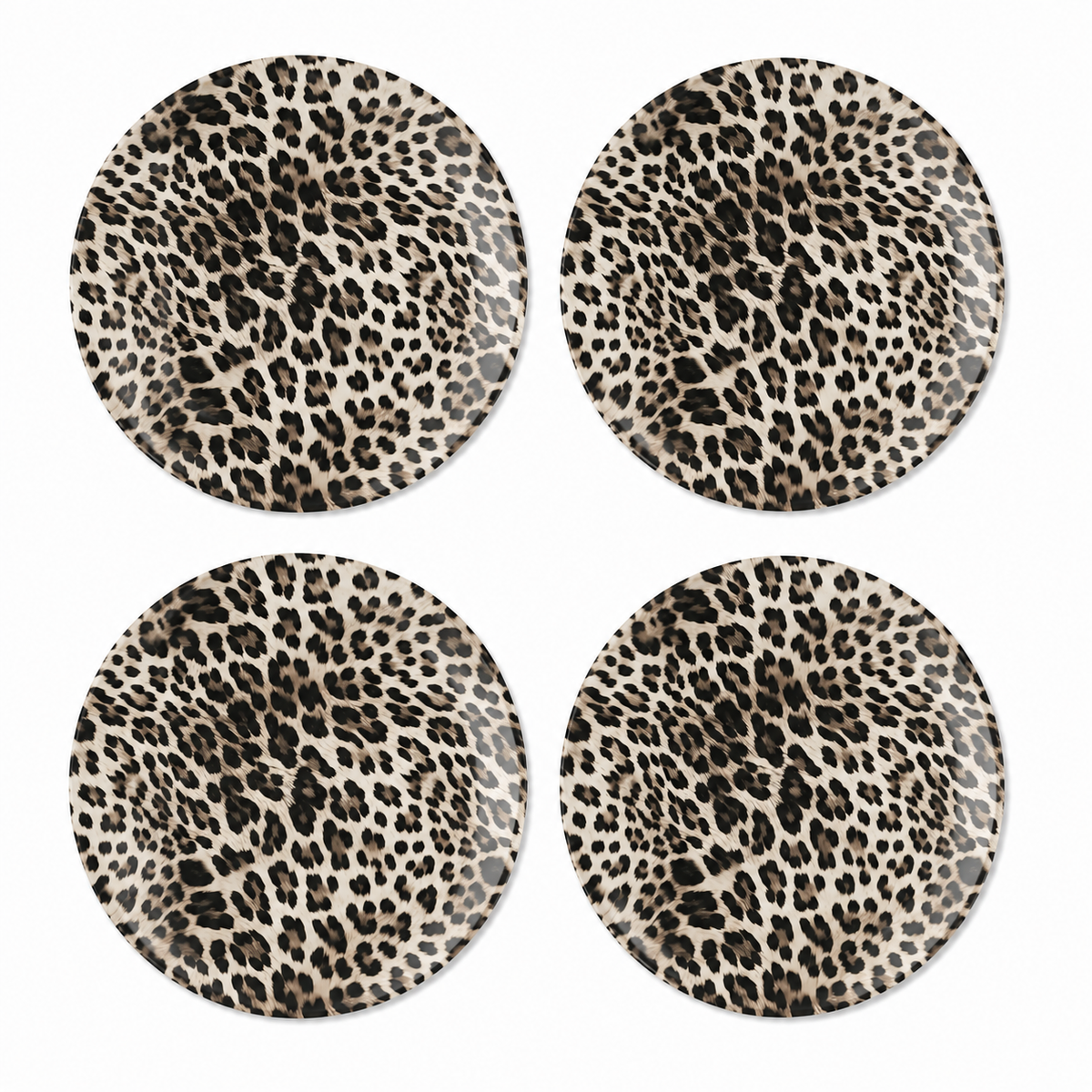 8" Cheetah Leopard Shatterproof Plates (Set of 4 Plates)
