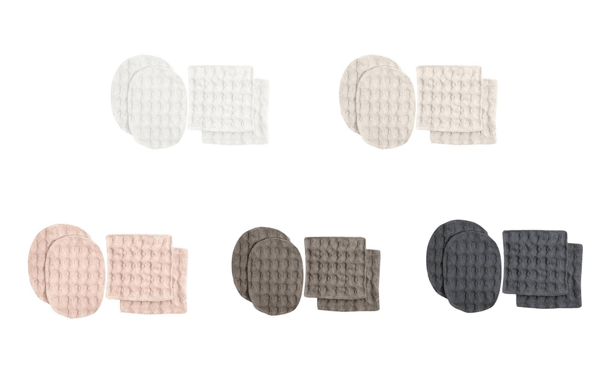 Big Waffle Makeup Pads - Stone: 100% GOTS certified organic cotton / One size set of 4 pcs incl. 2 square + 2 oval