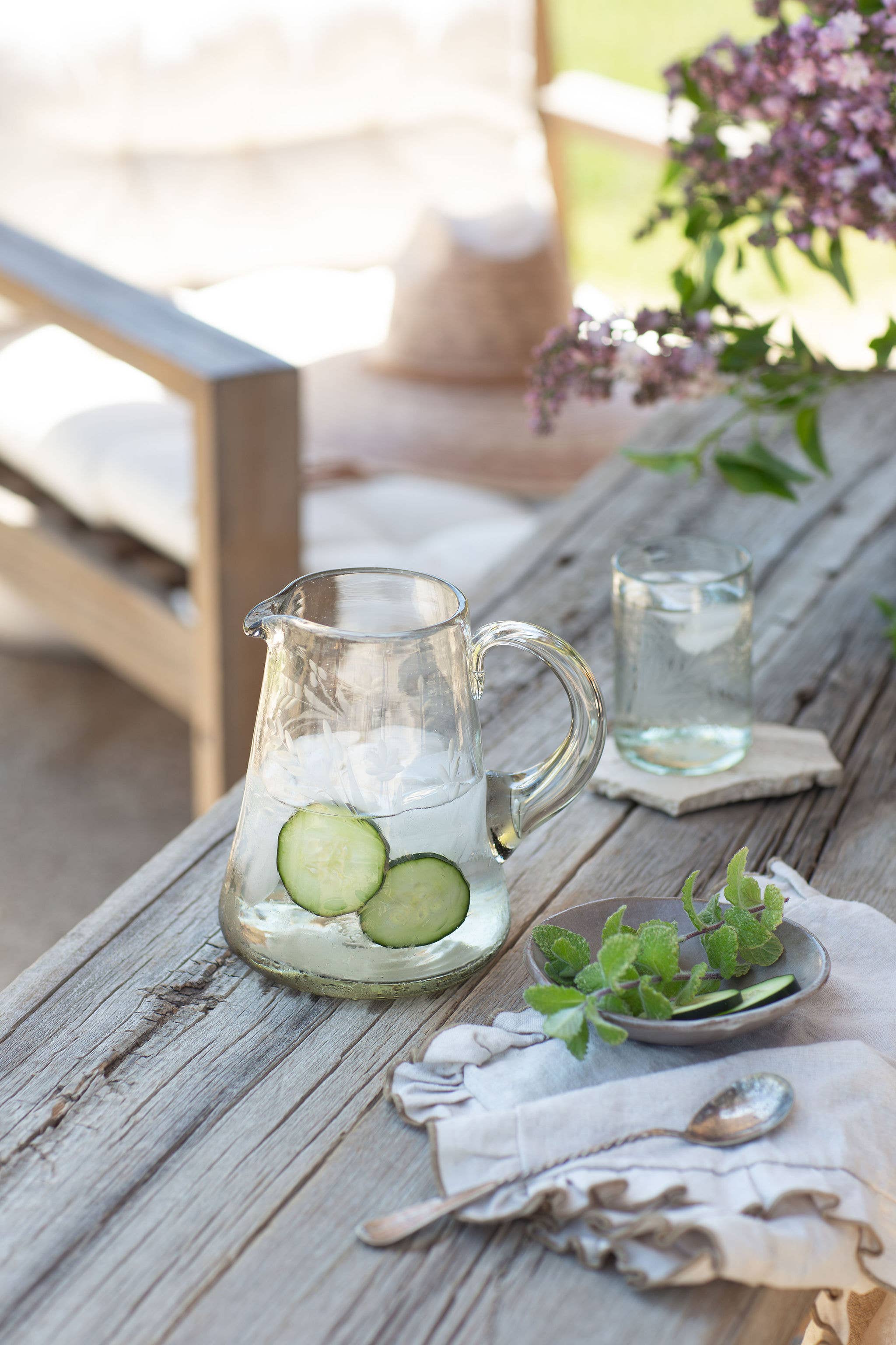 Amélie Hand-etched Blown Pitcher: Small