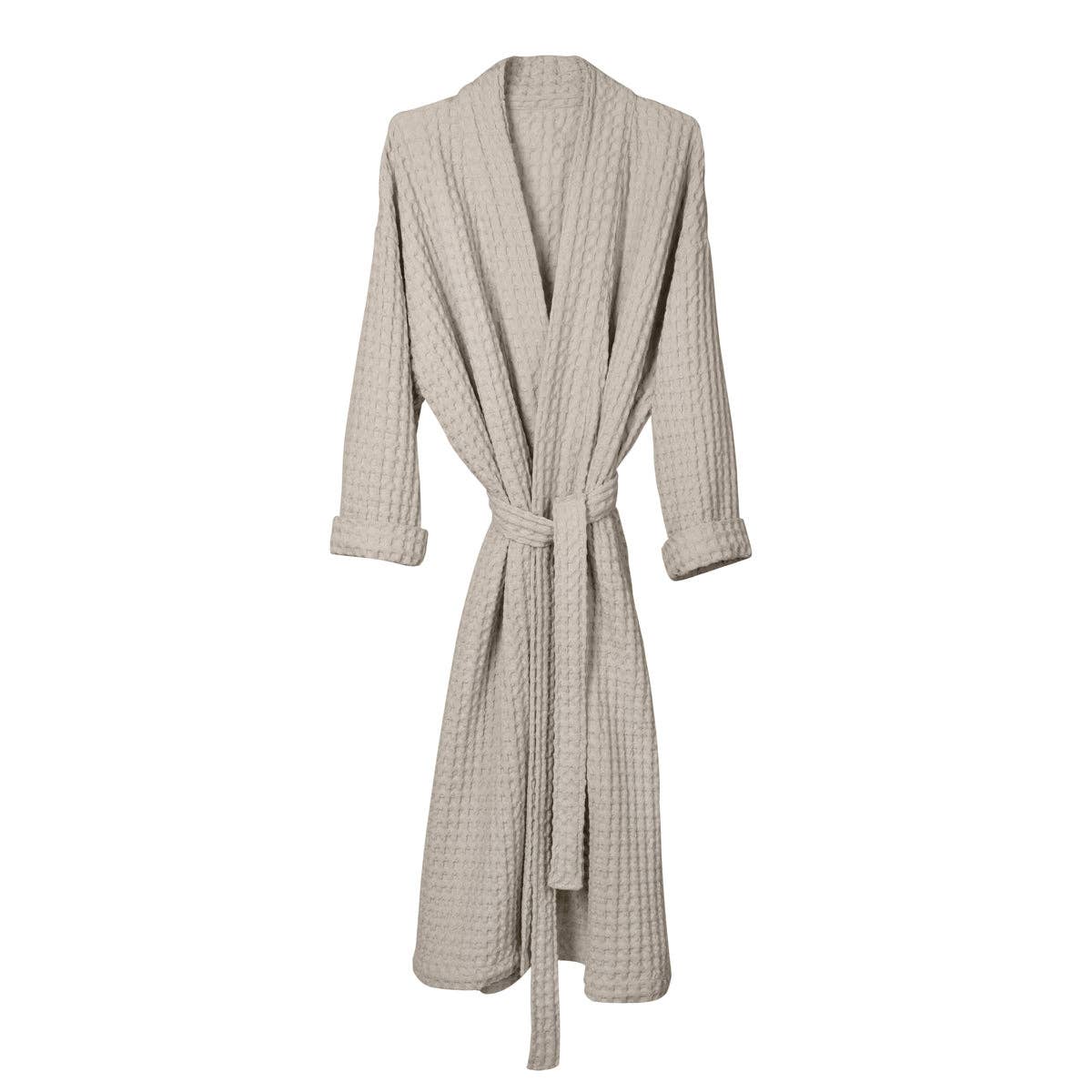 Big Waffle Bathrobe - Stone: 100% GOTS certified organic cotton / M/L