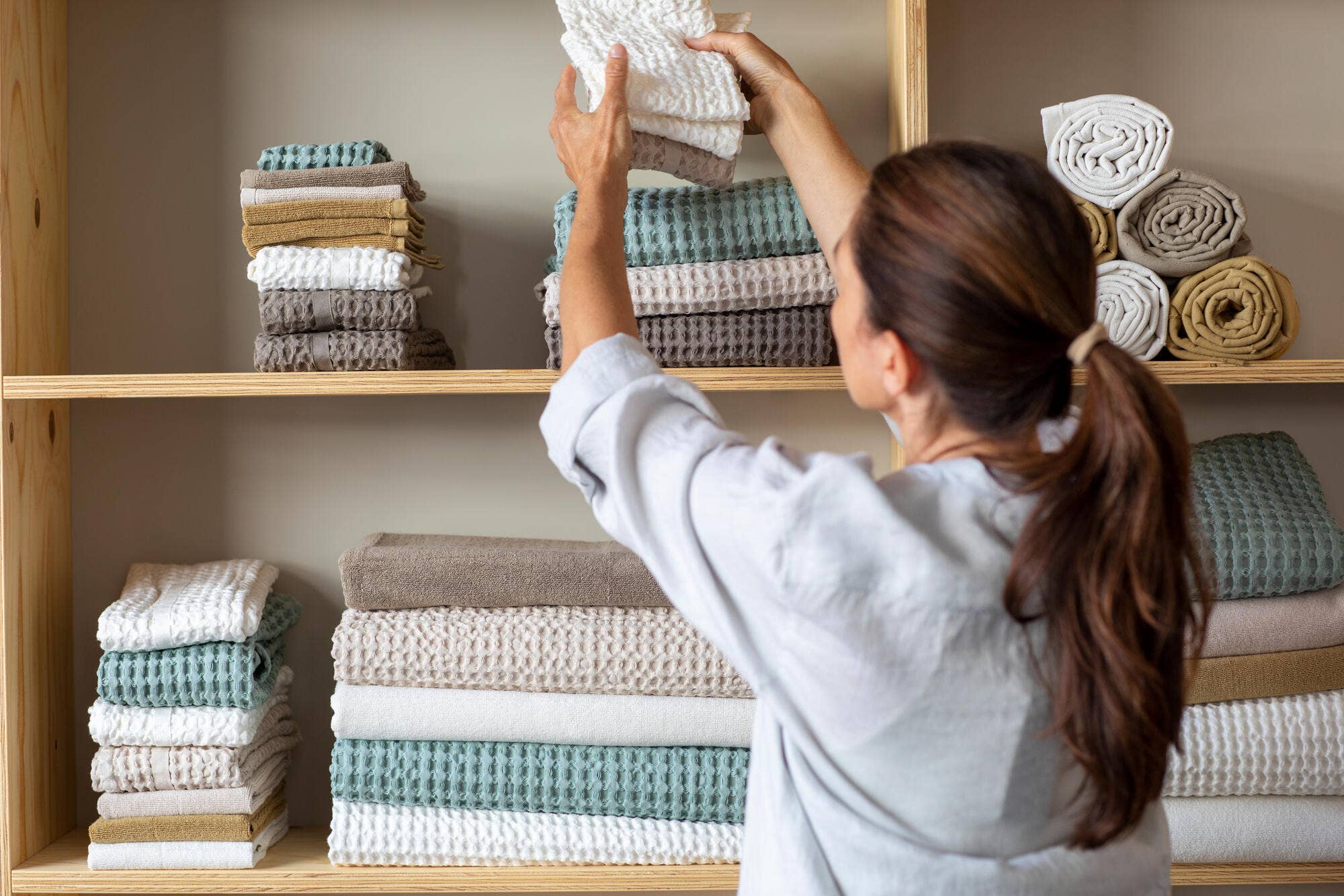 Big Waffle Towel and Blanket - 150 x 100 cm - Clay: 100% GOTS certified organic cotton / 150 x 100 cm/ 39.4 x 59"