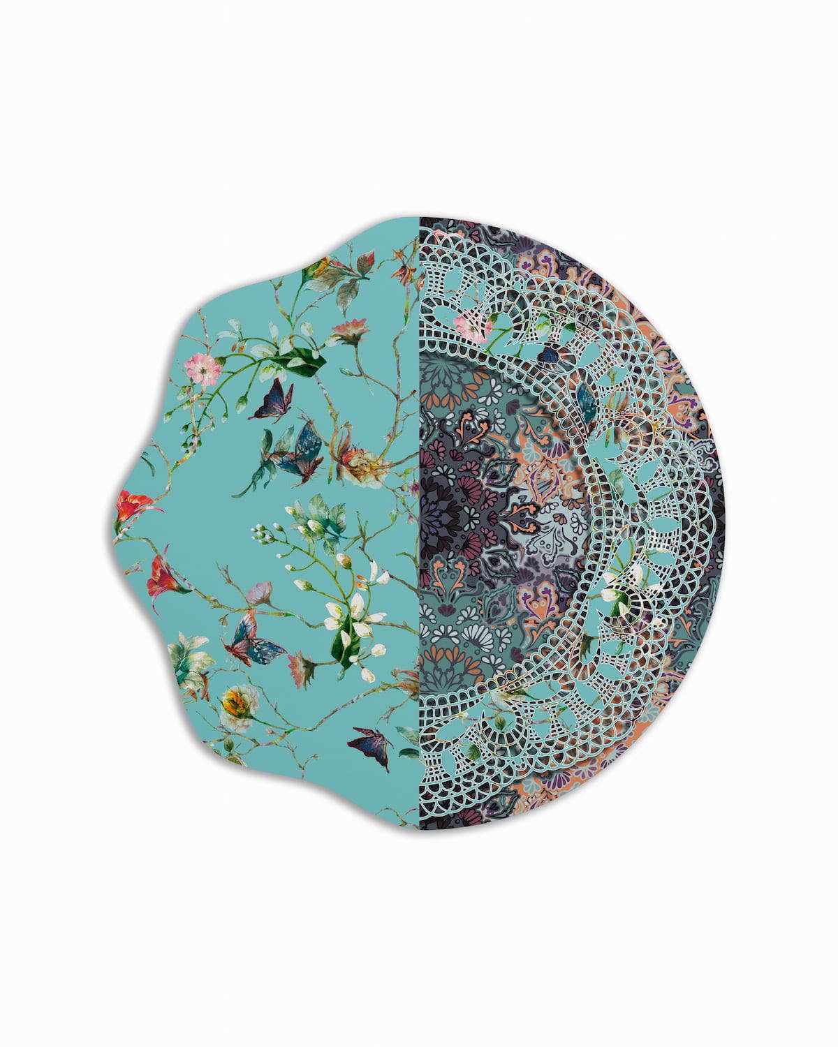 Romantic Blue Florecido Round Placemat