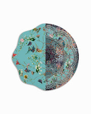 Romantic Blue Florecido Round Placemat