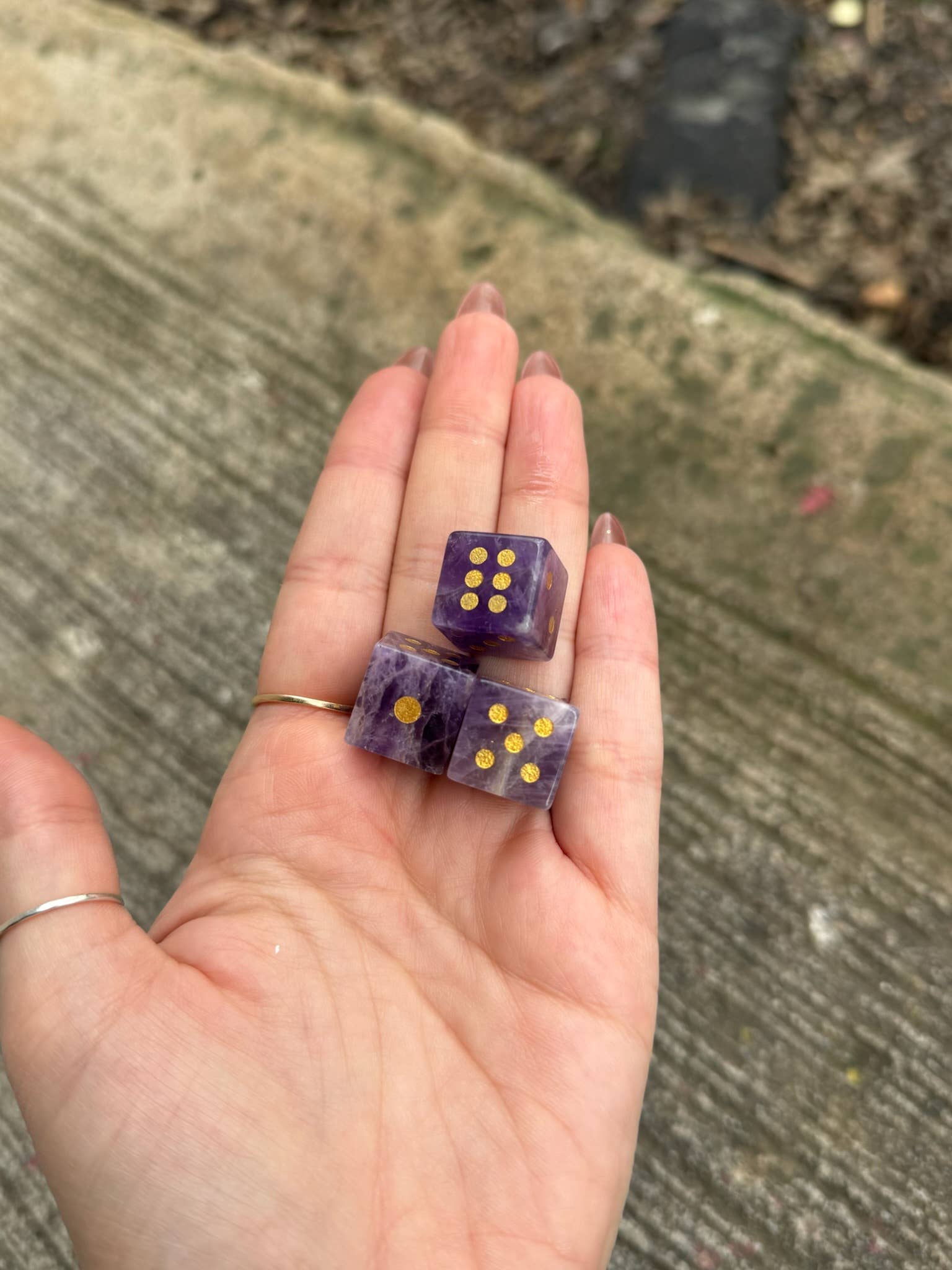 Amethyst Crystal Carved Dice Set 2 | Mahjong Dice