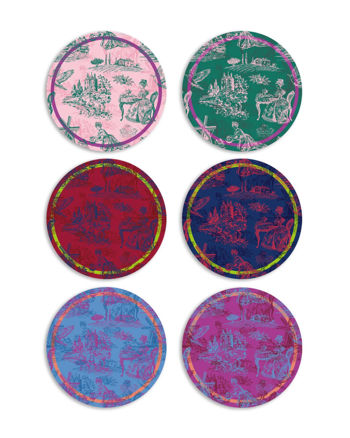 Assorted Toile Round Placemats | Set 6 Round