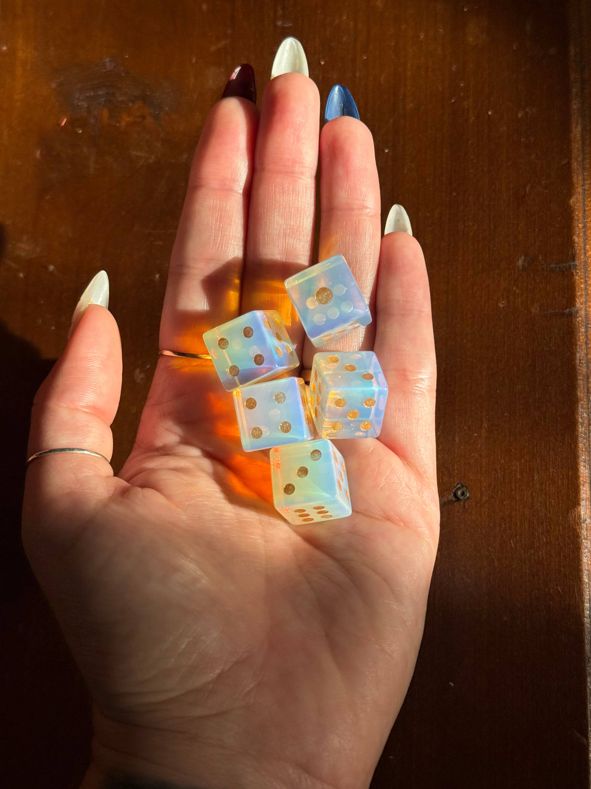 Opalite Carved Dice Set 2 | Mahjong Dice
