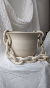 Ceramic handmade bowl/ vase with chain