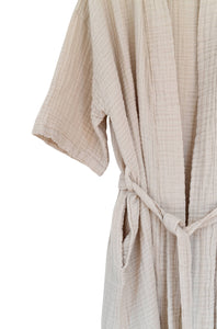 FINE Bathrobe - Stone: 100% GOTS certified organic cotton / M/L