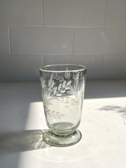 Hand-etched Blown Footed Glass: Water Glass