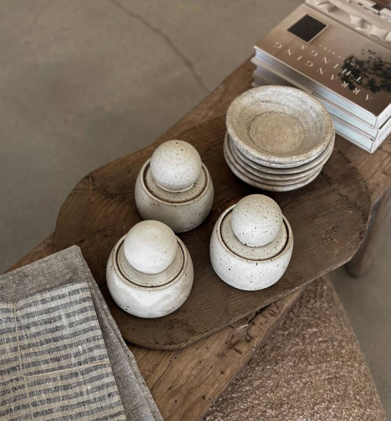 Alabaster White Stash Jars: Medium