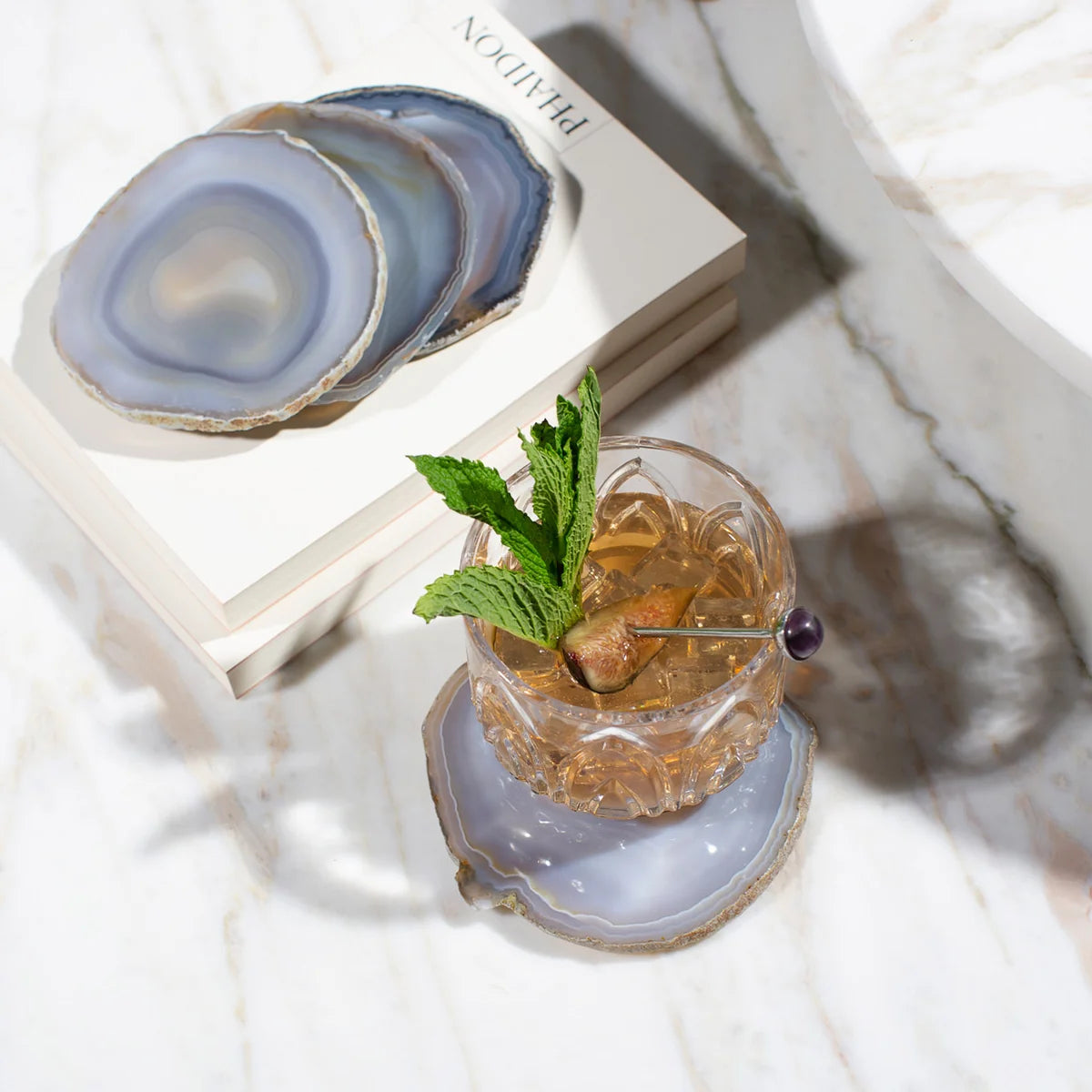 Pedra Coasters, Smoke Agate, Set of 4