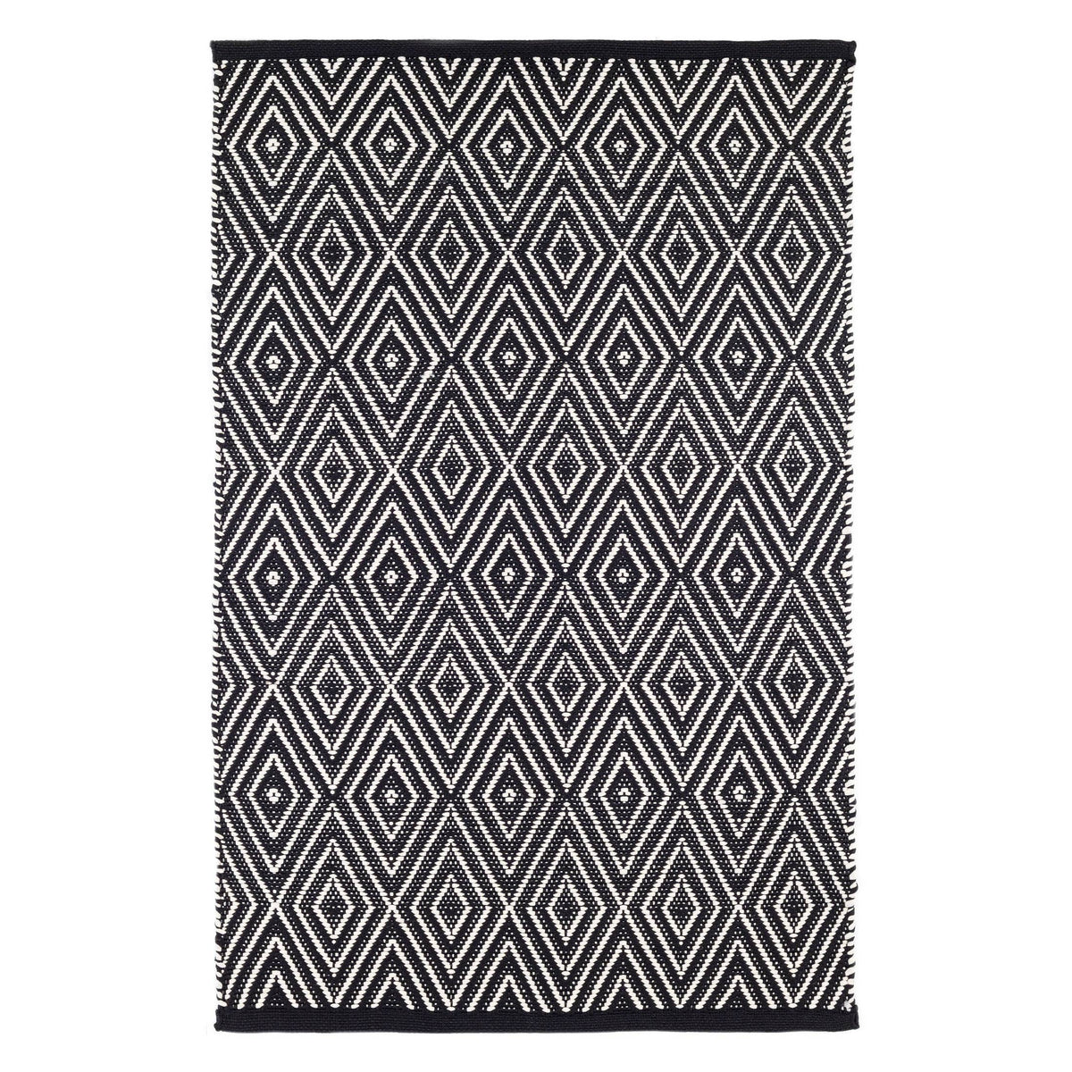 Diamond Handwoven Indoor/Outdoor Rug | Black/Ivory: 2' x 3'