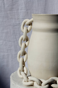 Handmade ceramic vase with chain