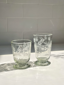 Hand-etched Blown Footed Glass: Wine Glass