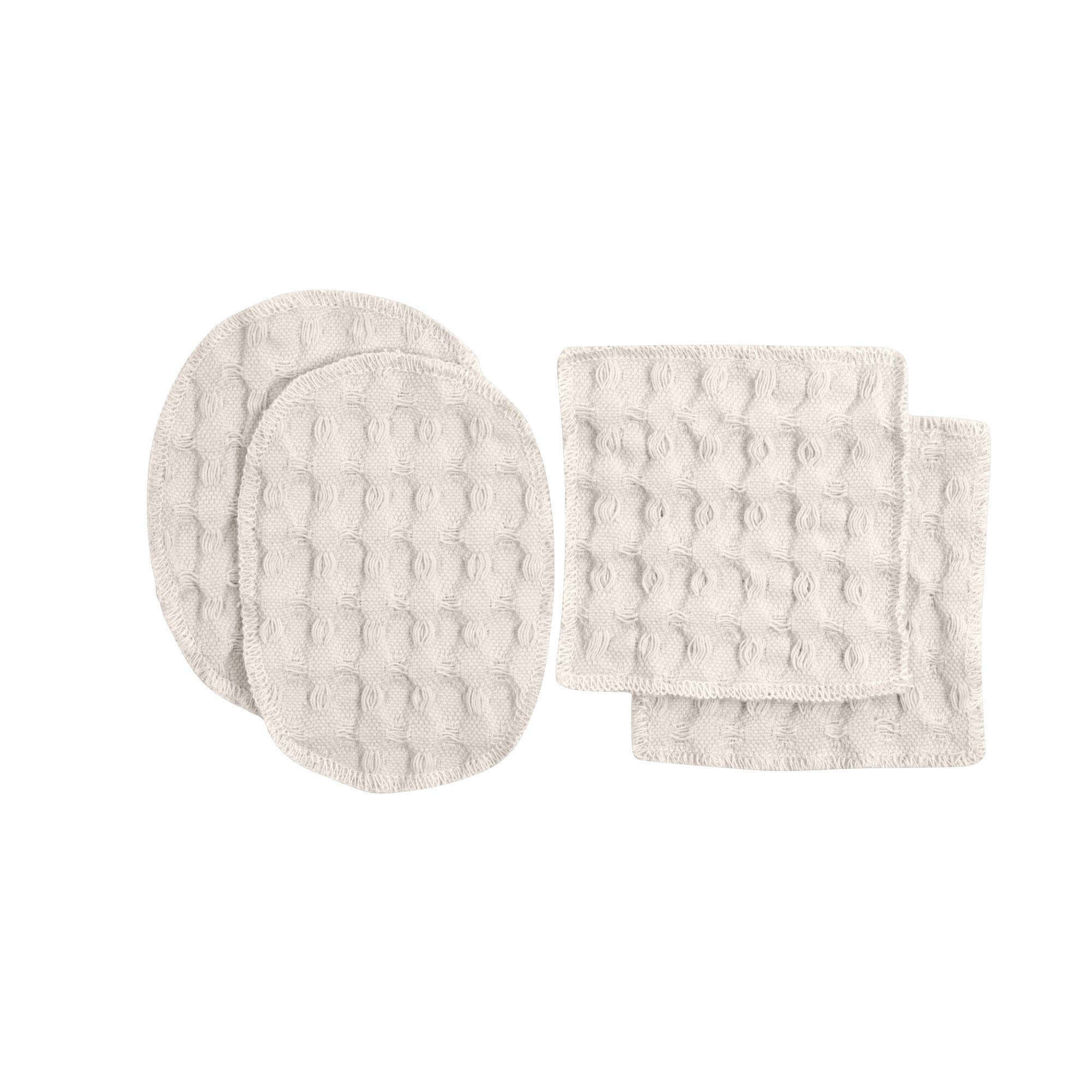 Big Waffle Makeup Pads - Stone: 100% GOTS certified organic cotton / One size set of 4 pcs incl. 2 square + 2 oval