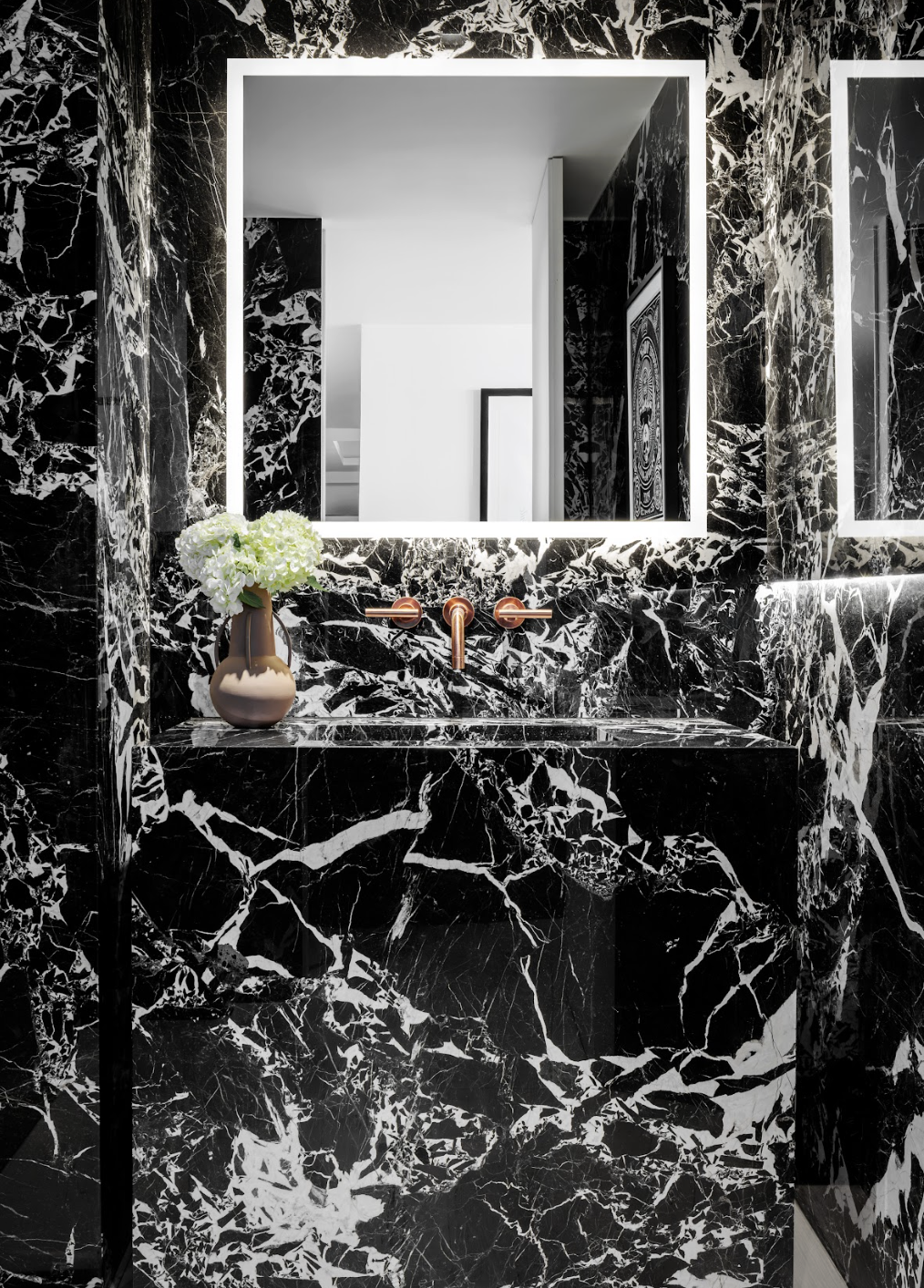 black marble powder room 