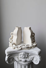 Handmade ceramic bookends vase with chain