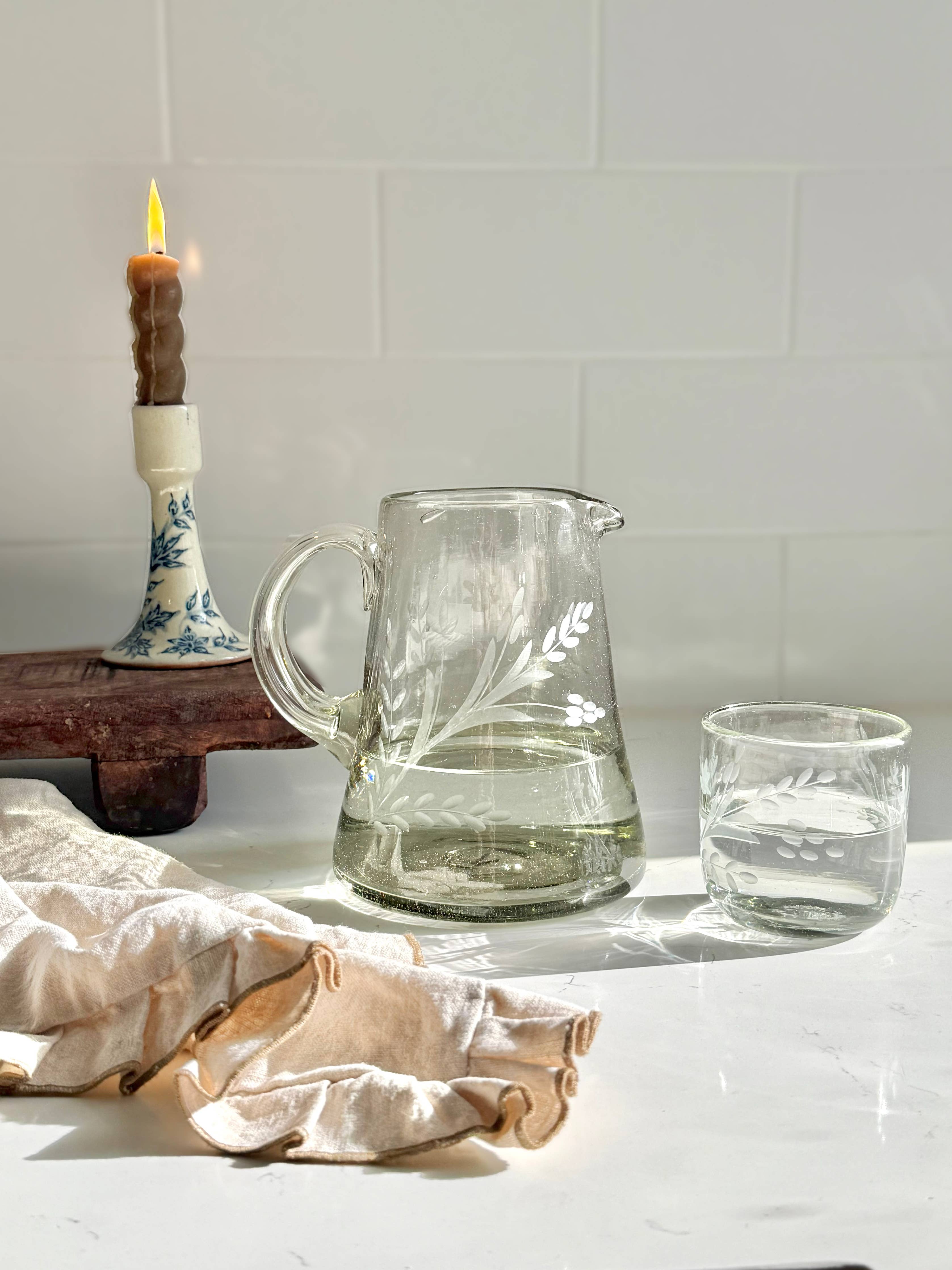 Amélie Hand-etched Blown Pitcher: Small