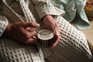 Big Waffle Bathrobe - Stone: 100% GOTS certified organic cotton / M/L