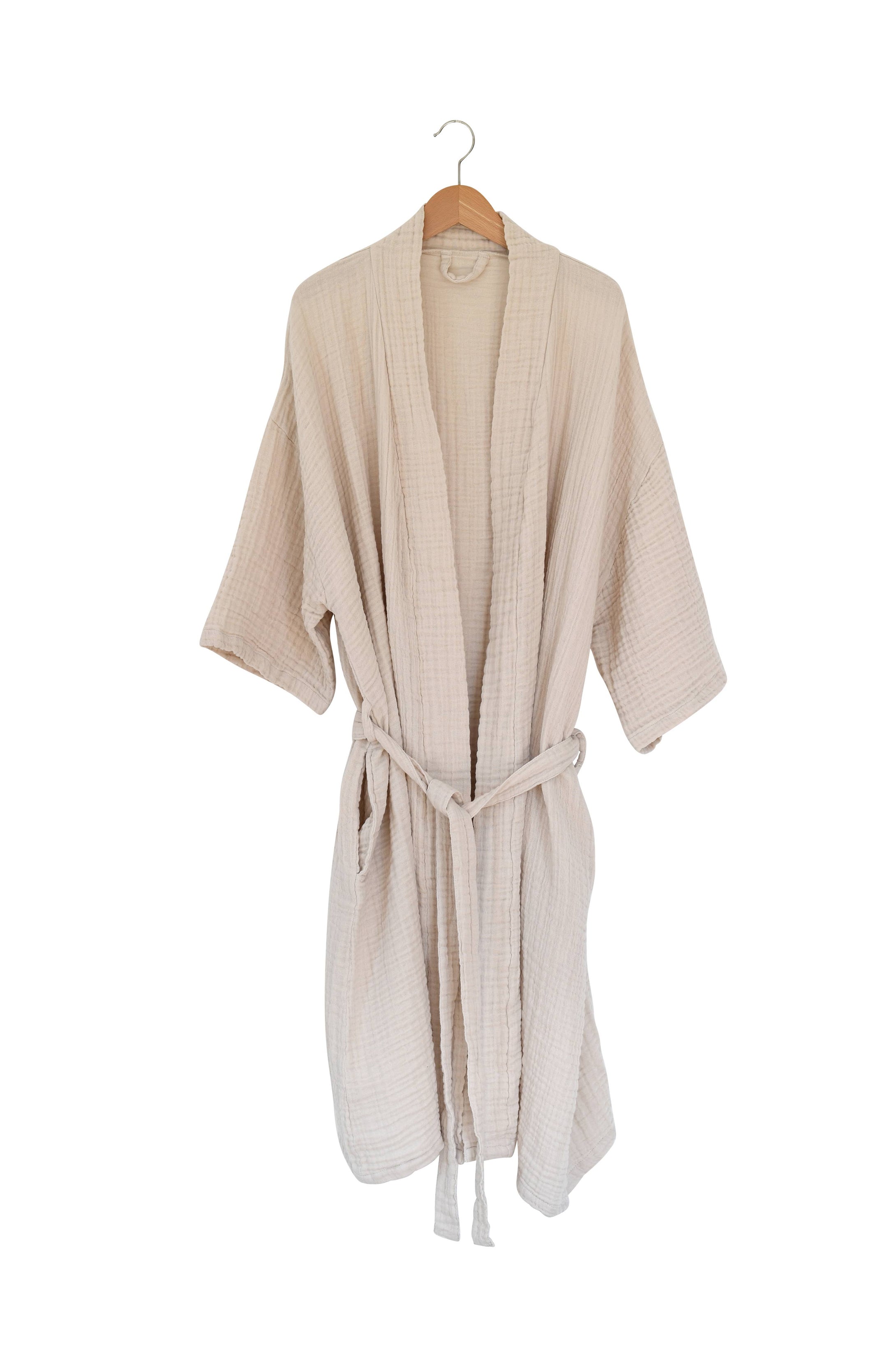FINE Bathrobe - Stone: 100% GOTS certified organic cotton / M/L
