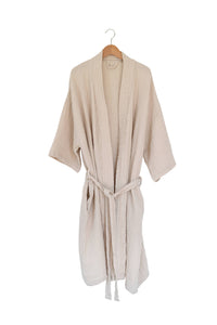 FINE Bathrobe - Stone: 100% GOTS certified organic cotton / M/L