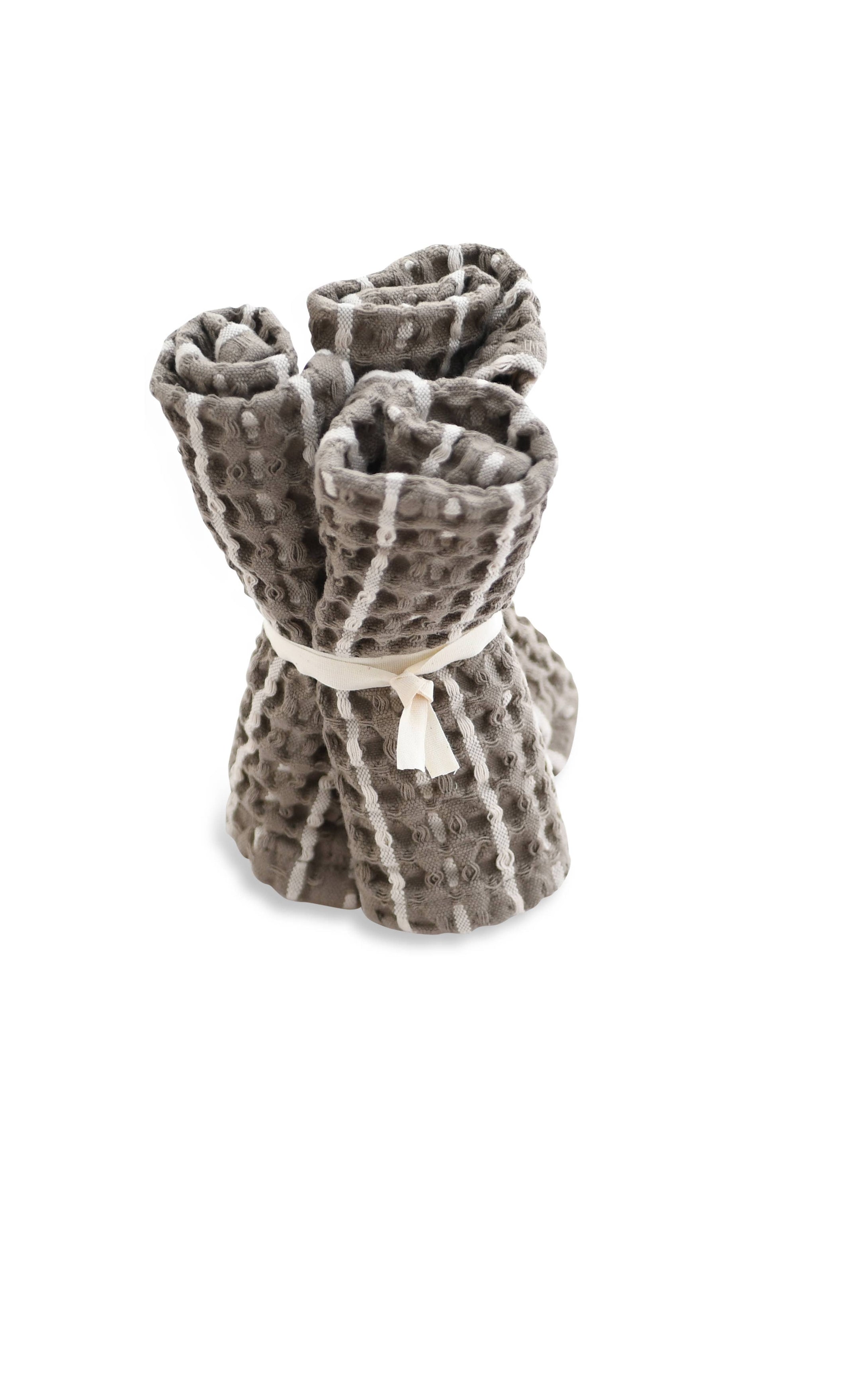 Big Waffle Wash Cloth (3 pack) - Clay stone: 100% GOTS certified organic cotton / 25 x 40 cm/ 9.8 x 15.7