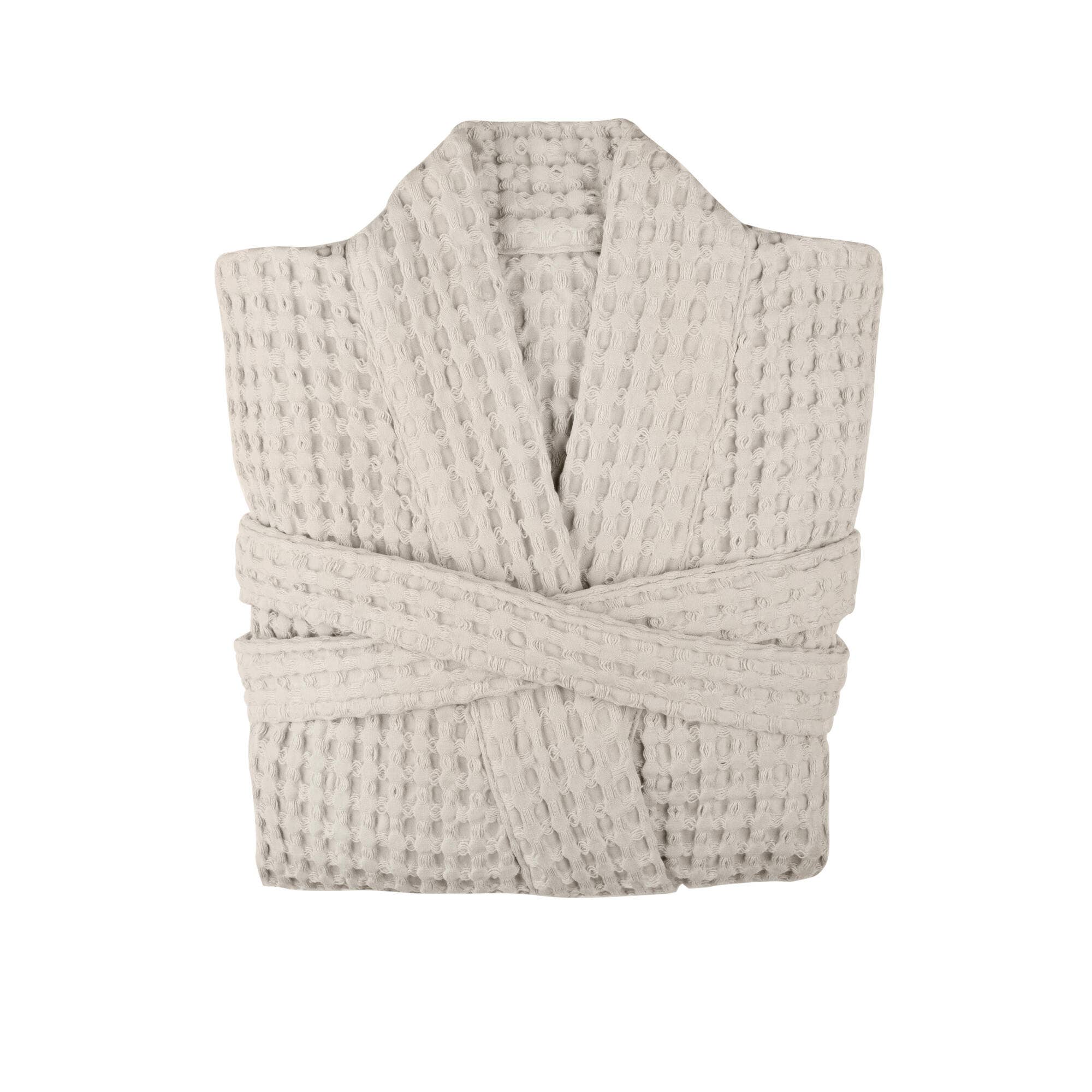Big Waffle Bathrobe - Stone: 100% GOTS certified organic cotton / M/L