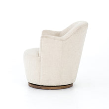 Cream Boucle Swivel Chair | Modern Wood Base