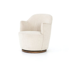 Cream Boucle Swivel Chair | Modern Wood Base
