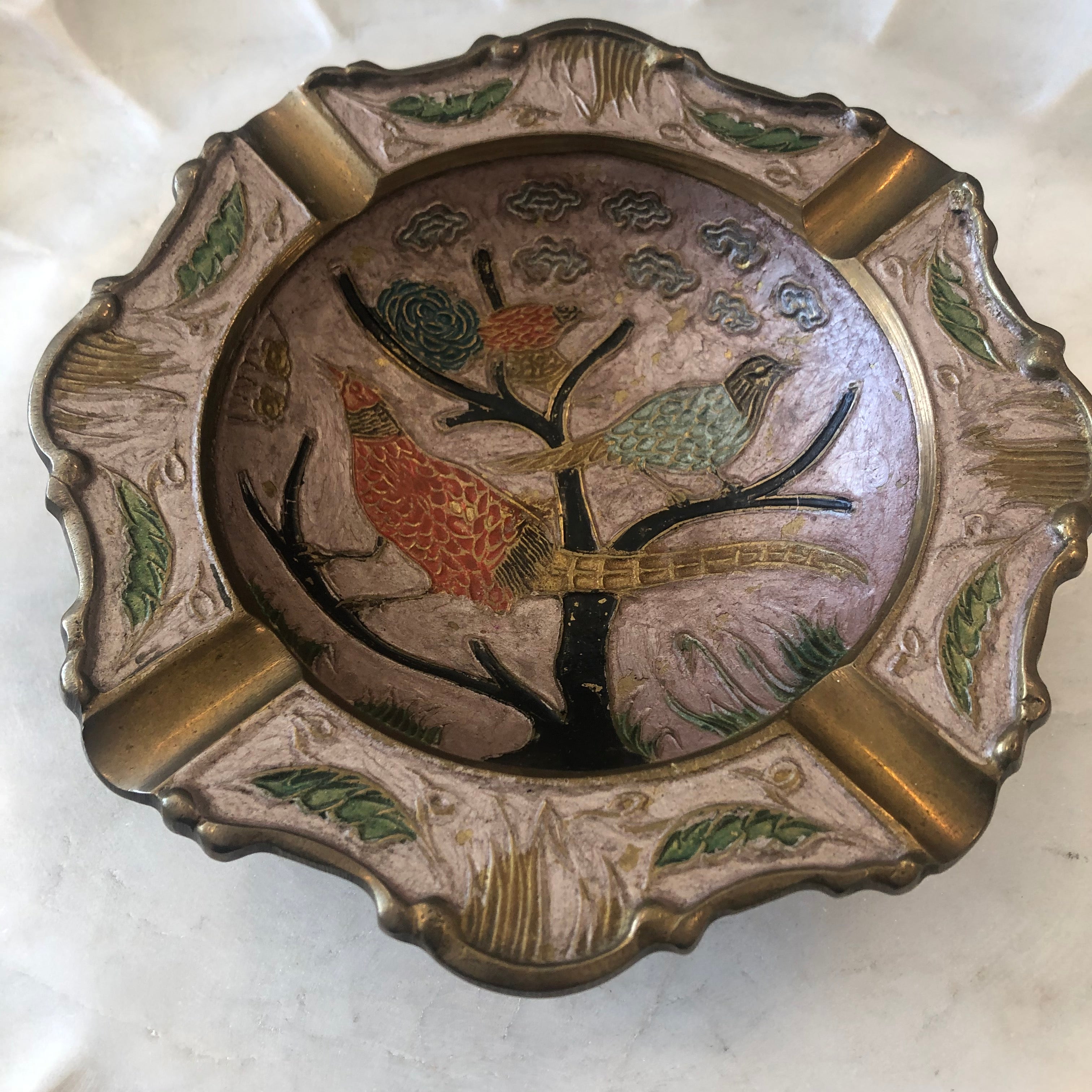 Vintage Brass Bird Ashtray